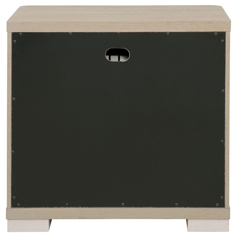 Saina Nightstand with 2 Drawers, Block Feet, Light Elm Wood 27 Inch image number 4