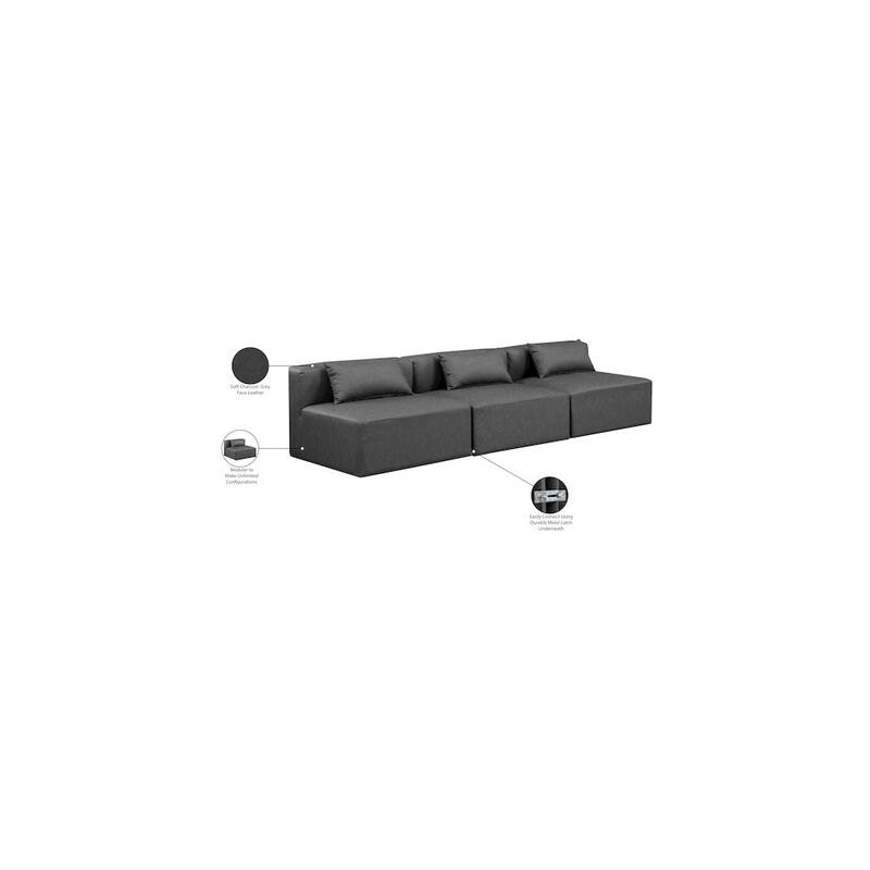 Meridian Furniture Cube Charcoal Grey Vegan Leather Modular Sofa