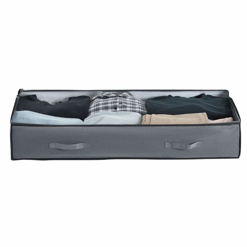 6 Pack Under Bed Storage Bins with Clear Lids for Clothes, Shoes, and Bedroom Use-Grey image number 8