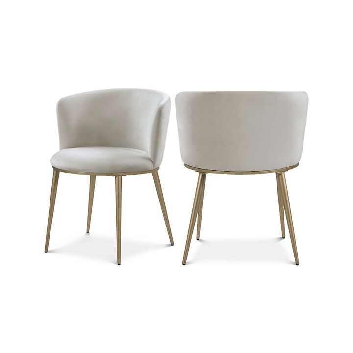 Meridian Furniture Skylar Cream Velvet Dining Chair, Set of 2