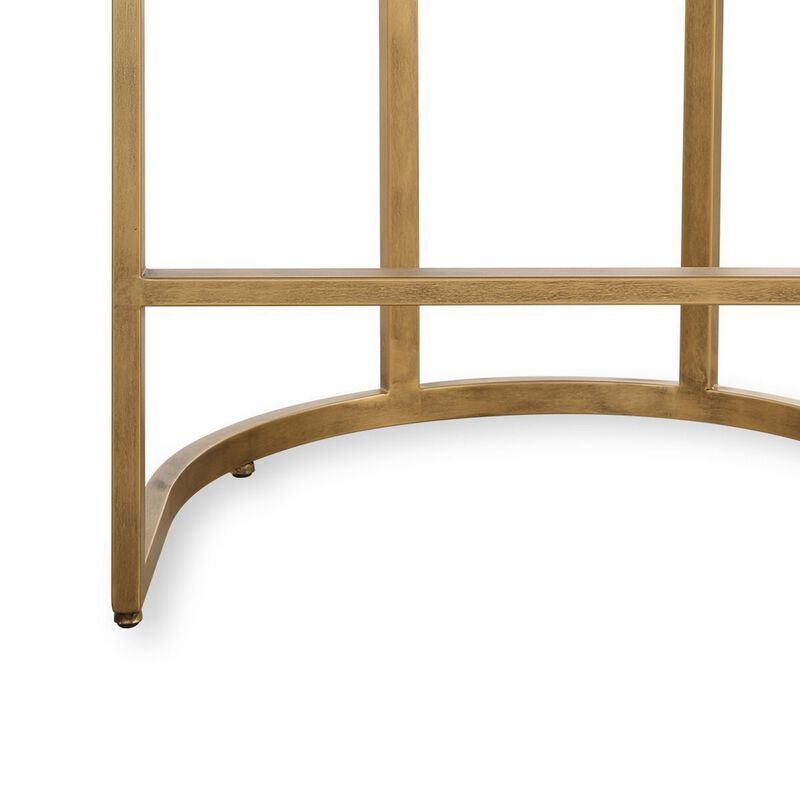 Gyn Counter Height Stool, Brown Faux Leather, D Seat, Gold Cantilever Base