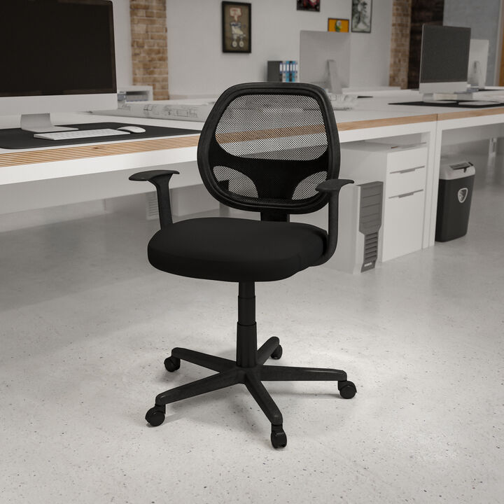 Flash Fundamentals Mid-Back Black Mesh Swivel Ergonomic Task Office Chair with Arms
