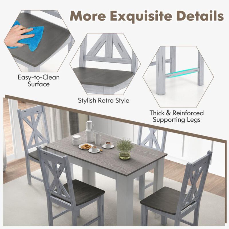 Hivvago Farmhouse Chair Set of 2 with Rubber Wood Frame and Elegant Hollowed Backrest