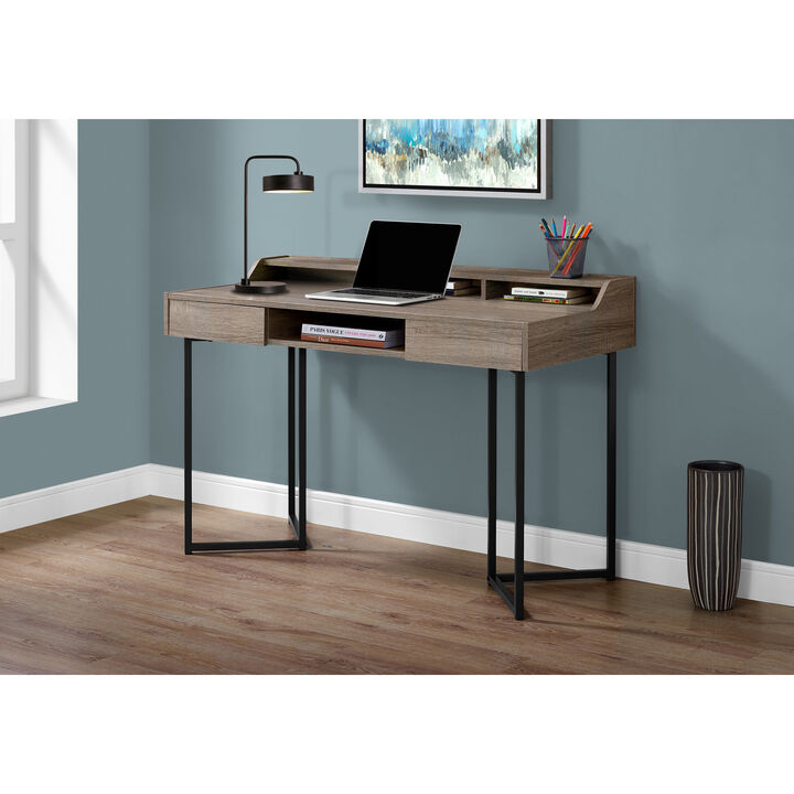 Monarch Specialties I 7360 Computer Desk, Home Office, Laptop, Storage Drawers, 48"L, Work, Metal, Laminate, Brown, Black, Contemporary, Modern
