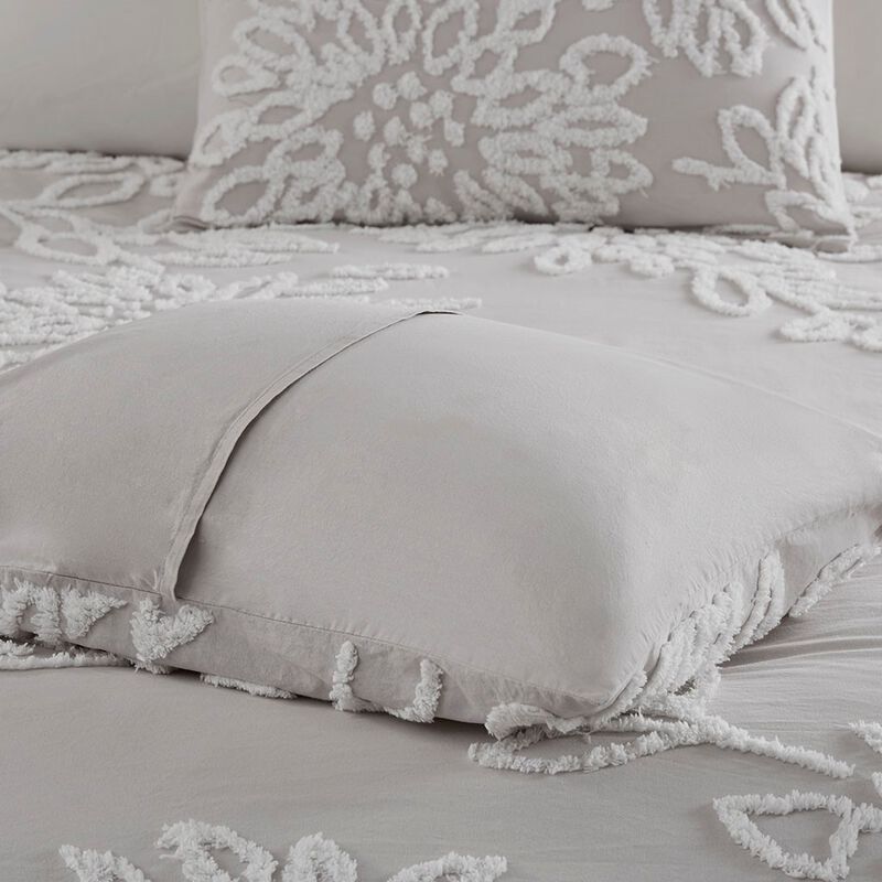 Gracie Mills Anita 3-Piece Tufted Cotton Chenille Floral Duvet Cover Set