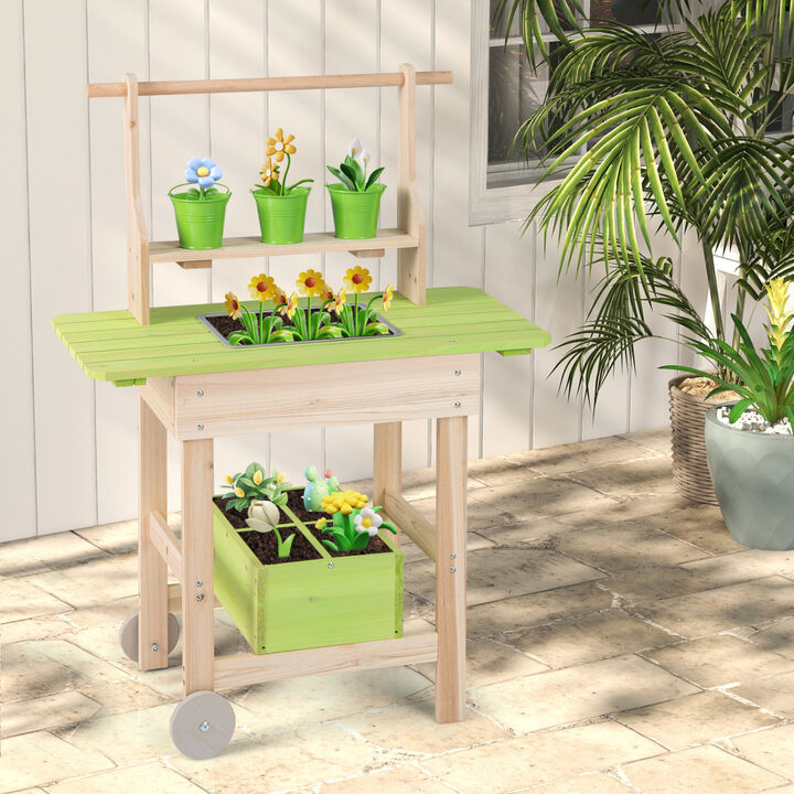 Kids Outdoor Play Kitchen with Removable Pots and Storage