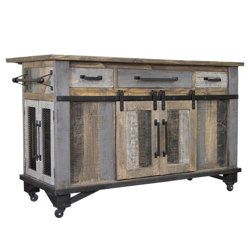 Crafters and Weavers Greenview Loft Rustic Modern Kitchen Island