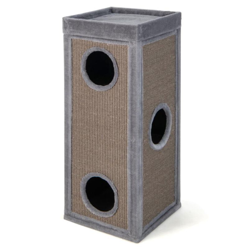 Hivvago 39 Inch Tall Cat Condo with Scratching Posts and 3 Hideaways and 4 Soft Plush Cushions
