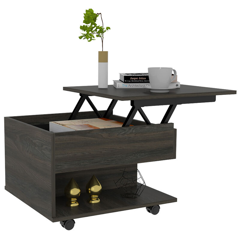 DEPOT E-SHOP Babel Lift Top Coffee Table, Casters, One Shelf, Carbon Espresso