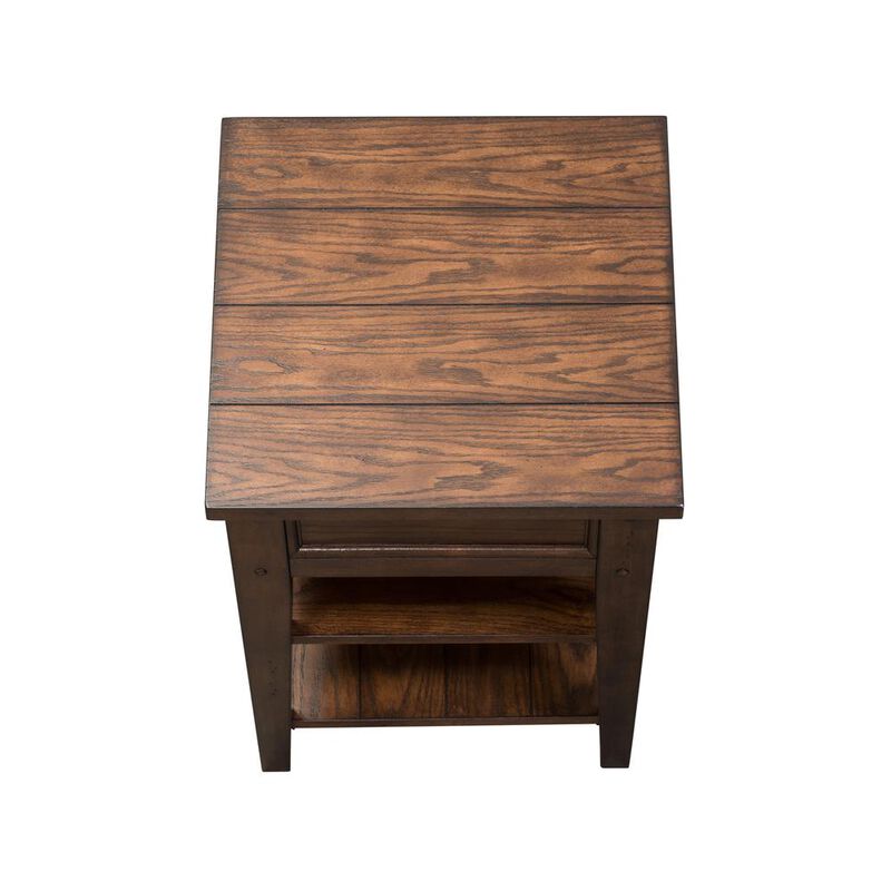 Liberty Furniture Lake House Chair Side Table in Rustic Brown Oak image number 2
