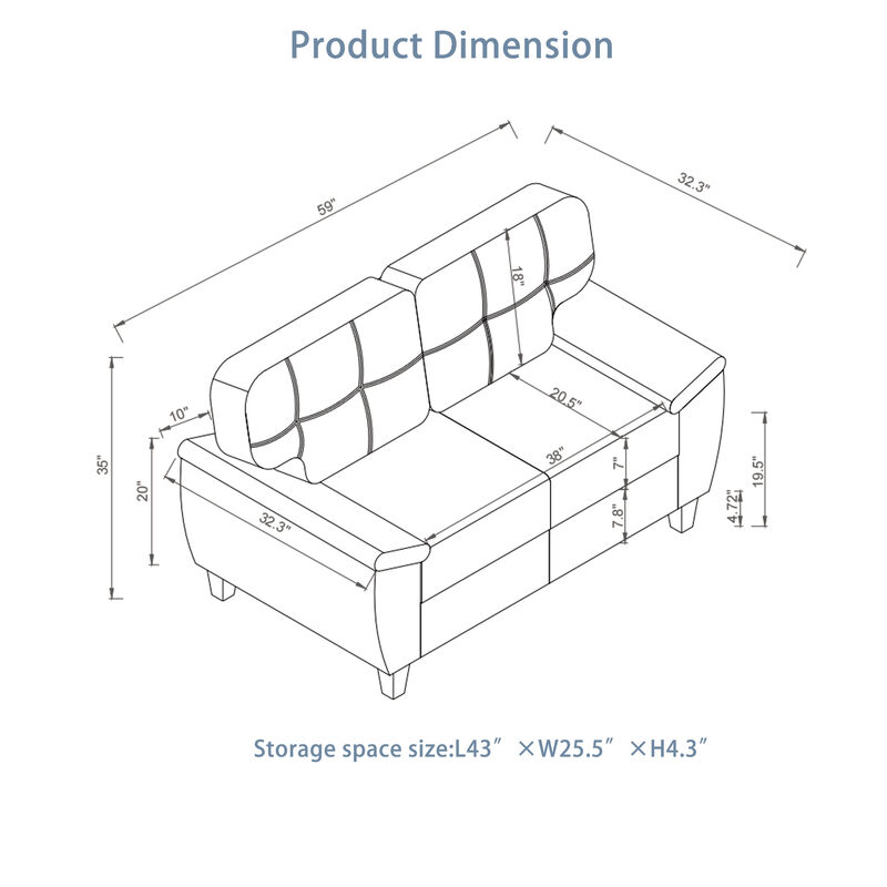 Mifnes PU Leather Loveseat image number 2