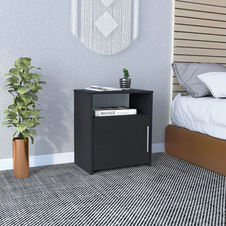 Streamdale Omaha Nightstand with Metal Handle and Shelf