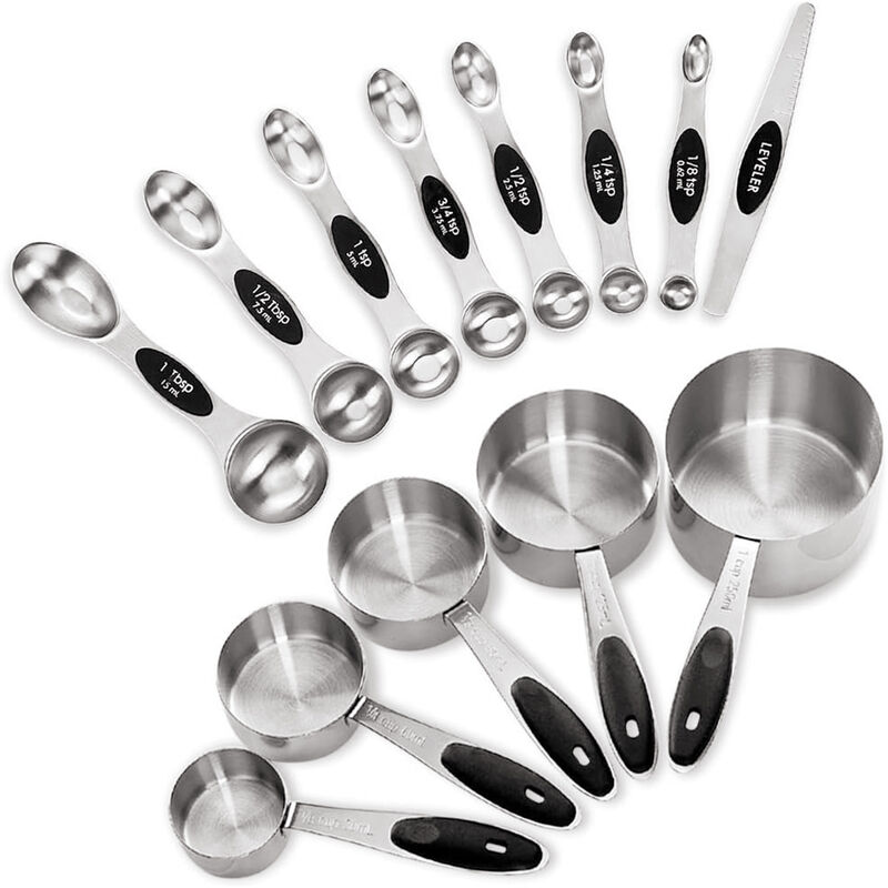Magnetic Stainless Steel Measuring Cups and Spoons Set with Leveler image number 0