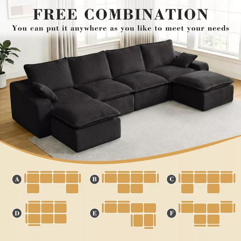 137" U-Shape Modular Sectional Sofa image number 6