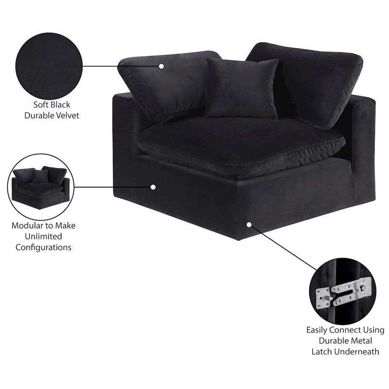 Meridian Furniture Comfy Black Velvet Modular Corner Chair