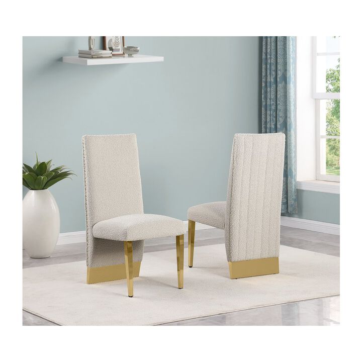 Best Quality Furniture Luxe Cream Boucle Side Chairs - Set Of 2