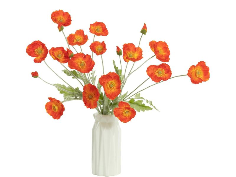 Orange Artificial Poppy Flower Stems Wedding Centerpiece Decor image number 0
