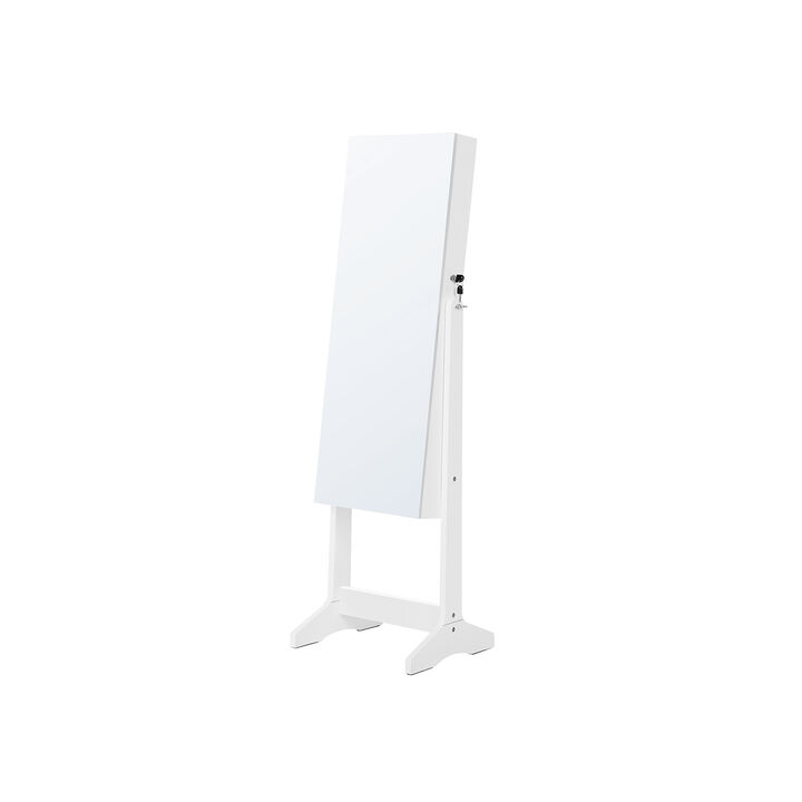 Hivvago White Freestanding Jewelry Cabinet Armoire with Mirror