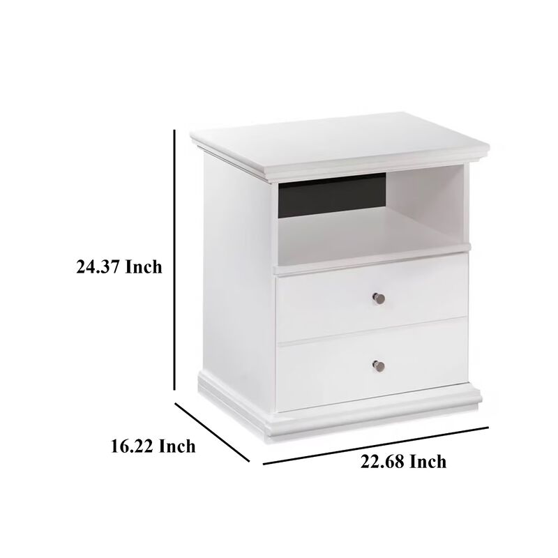 Twik Nightstand, 1 Storage Drawers, 24 Inch, White Molded Trim Details