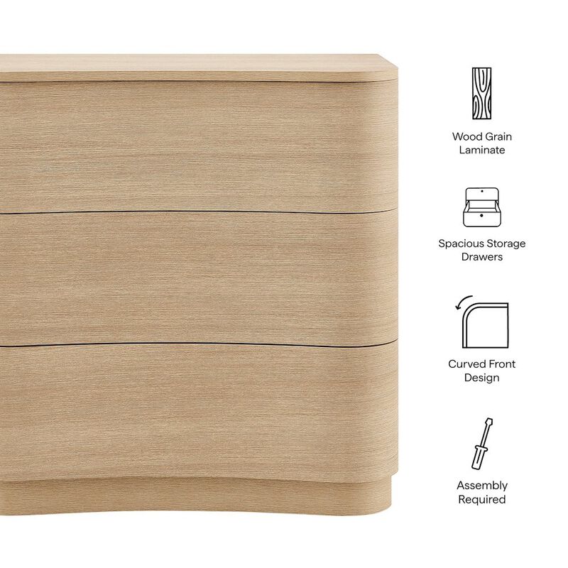 Mirae 3-Drawer Curved Compact Dresser image number 2