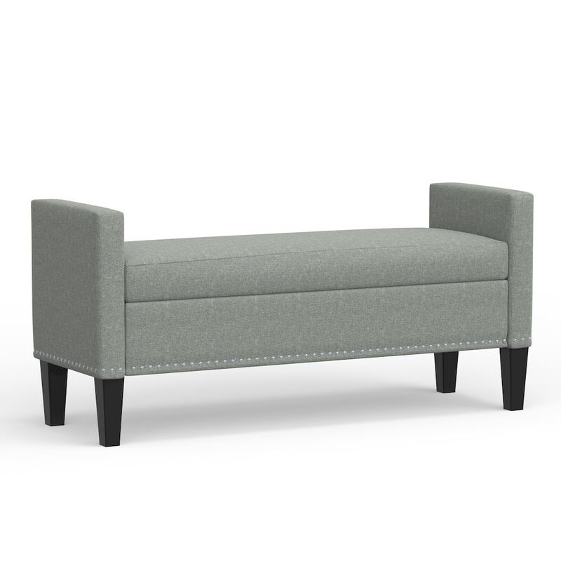 Rize Home 51.25 Storage Bench with Nailhead Trim - Stone (Light Gray) image number 0