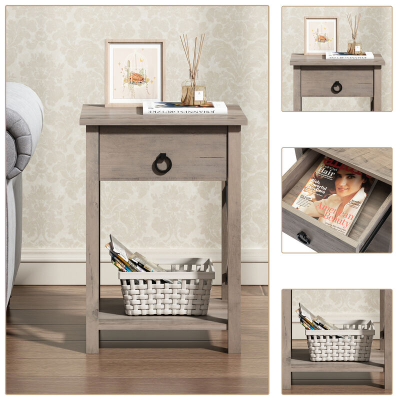 End Table with Storage Drawer and Open Shelf