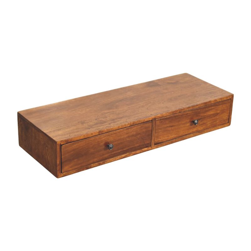 Artisan Furniture Solid Wood Lunar 2 Drawer Chestnut Wall Mounted Console