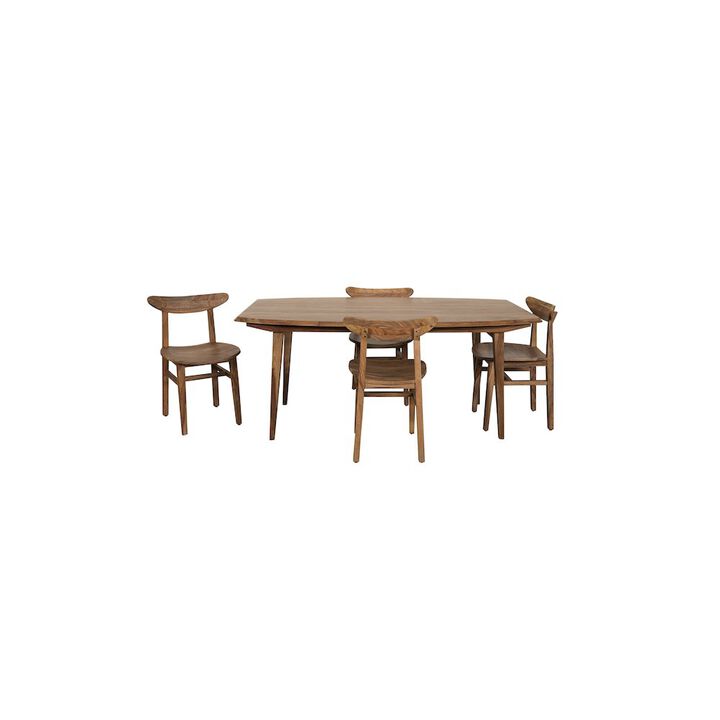 Porter Designs Fusion Solid Sheesham Wood Dining Table, Natural