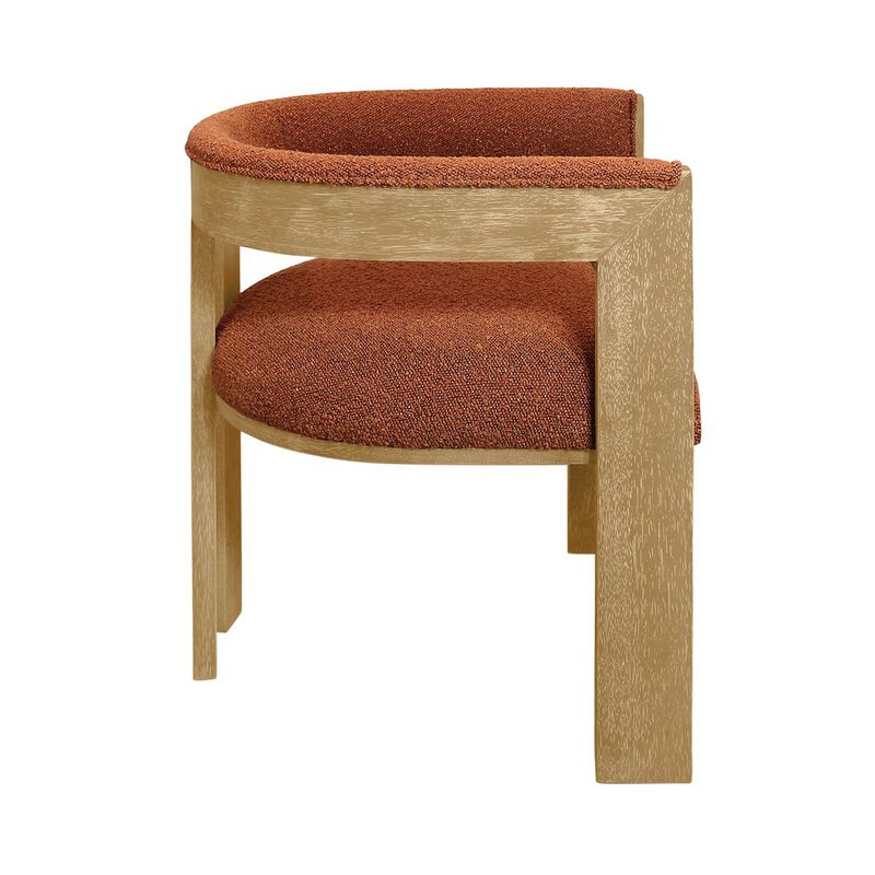 9-Piece 72 Dining Set 8 Trish Arm Chairs in Rust Orange Boucle Linen Fabric