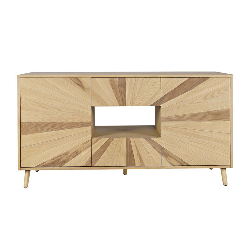 Jofran Reece 60 Mid-Century Modern Starburst TV Stand Console Storage Cabinet