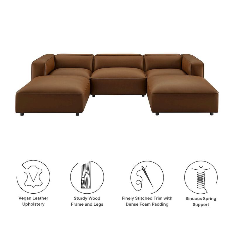 Auren 5-Piece Upholstered Vegan Leather Modular U-Shaped Sofa image number 4
