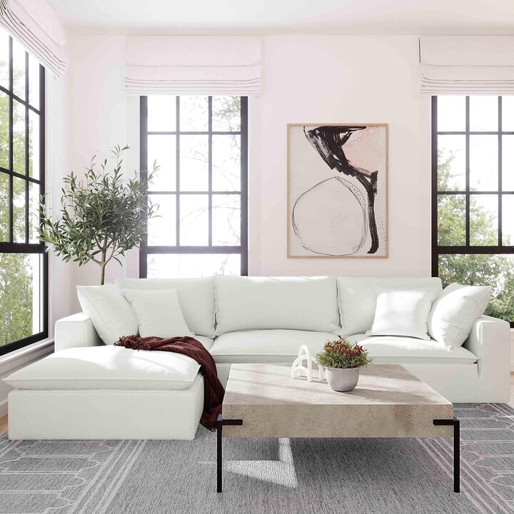 TOV Furniture Cali Pearl Upholstered Ottoman in LiveSmart Performance Fabric