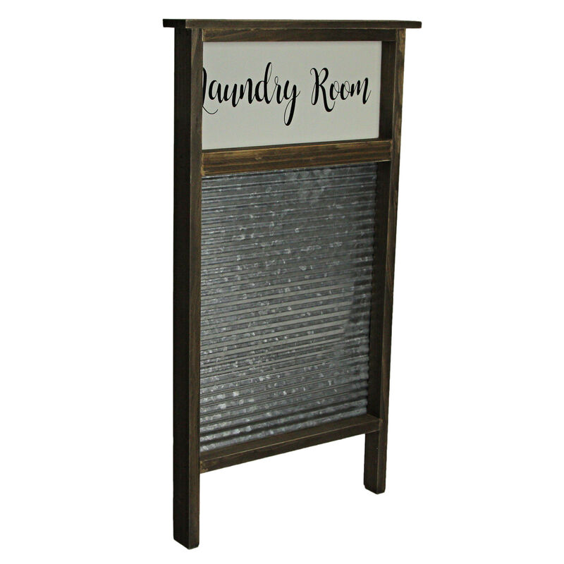 Wood and Metal Vintage Washboard Laundry Room Wall Hanging image number 1