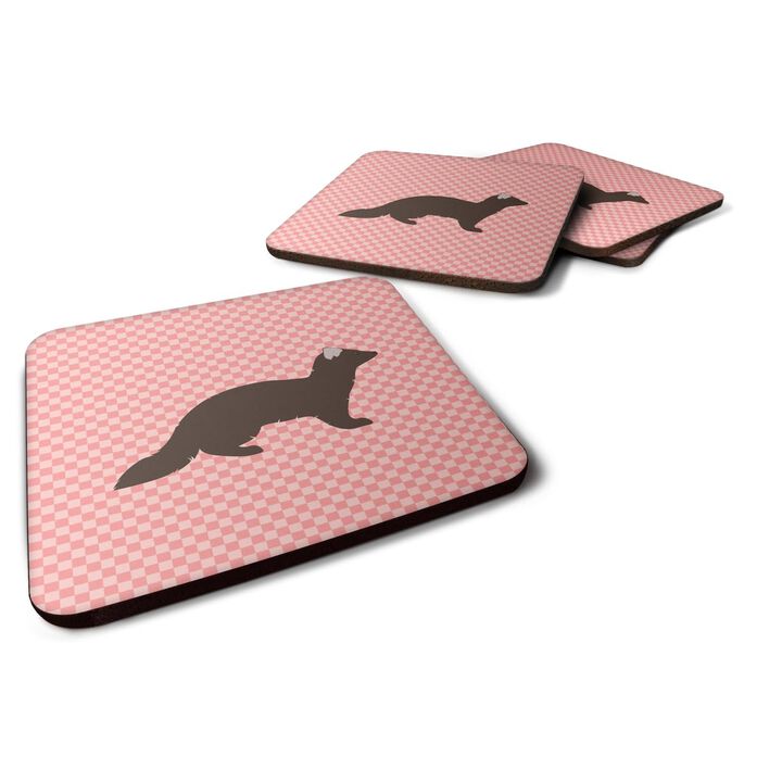 Caroline's Treasures Sable Marten Pink Check Decorative coasters, 3.5, Multicolor