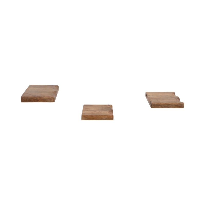 S/3 Mango Wood Shelves, Brown image number 2