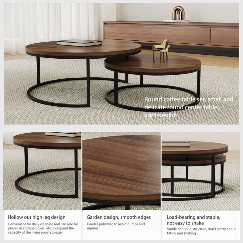 Round nesting coffee tables 2-piece