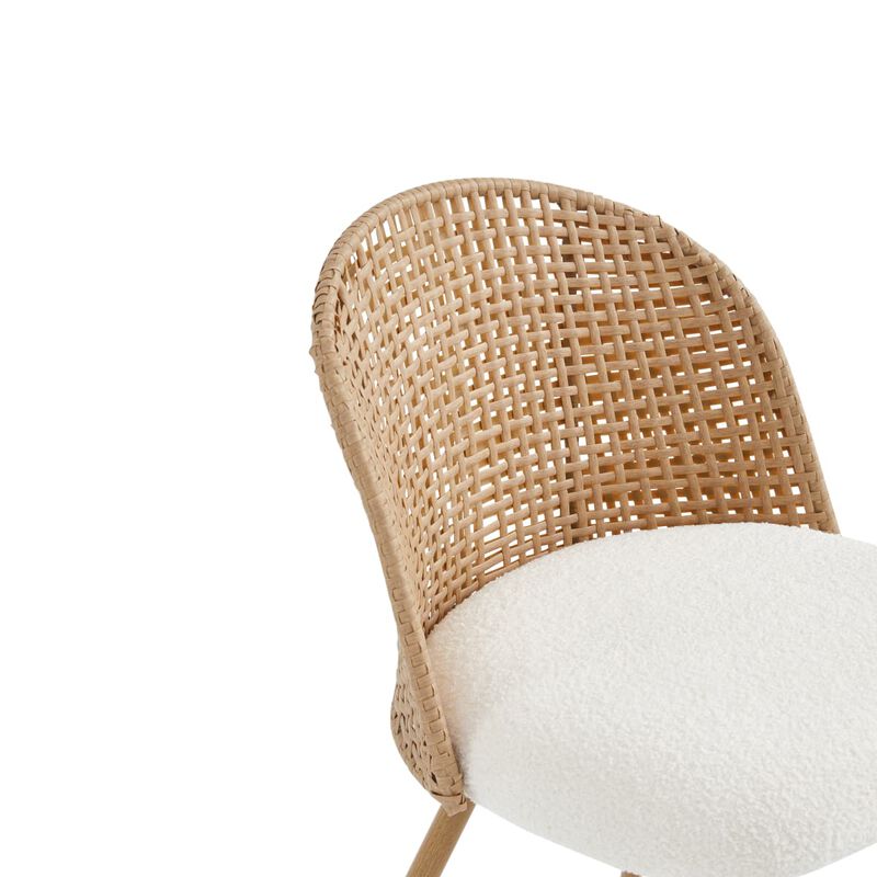 4 Pack Rattan Dining Chairs PE Rattan Woven Back Dining Chairs with Teddy Upholstered Cushions Metal Legs Boho Kitchen Dining Chairs image number 6