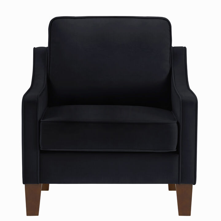 Merax Contemporary Velvet Single Accent Chair  Scooped Armrest Design with Solid Wood Frame