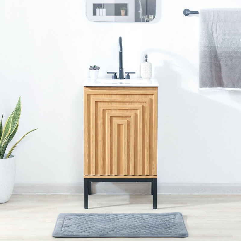 Rowan 24 in. W x 18 in. D x 33 in. H Geometric Modern Transitional 2-Shelf Bath Vanity Cabinet Only (Sink Basin Not Included)
