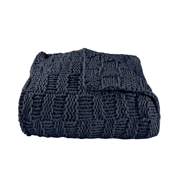 Chess Knit Navy Throw