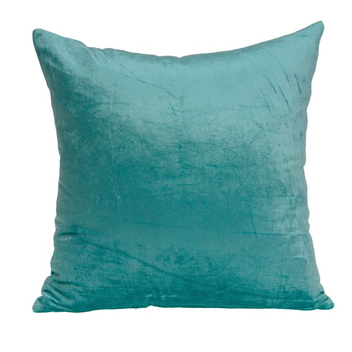 18" Aqua Solid Handloom Throw Pillow