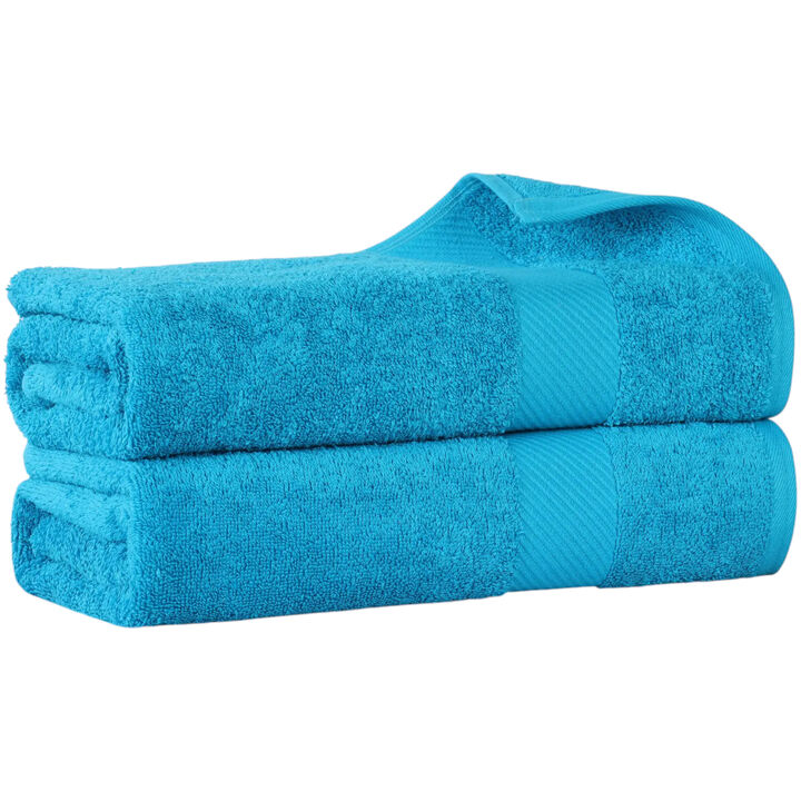2-Piece Egyptian Cotton Bath Sheet Set &ndash; Luxury Soft & Thick Towels with Border