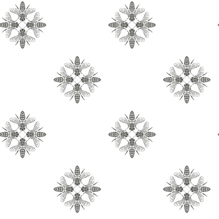 Honey Bee Black & White Wallpaper