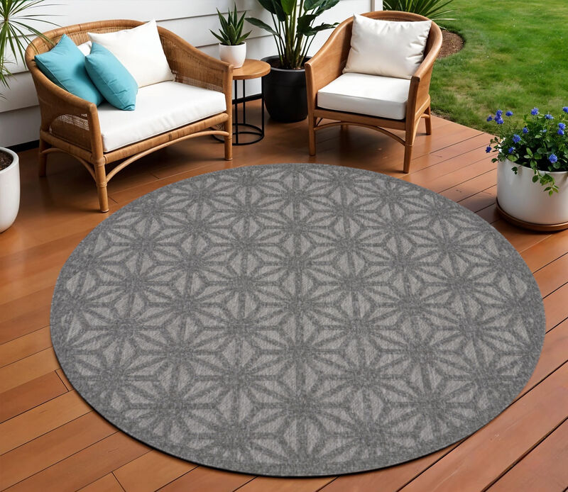 HomeRoots Round Geometric Indoor Outdoor Area Rug image number 1