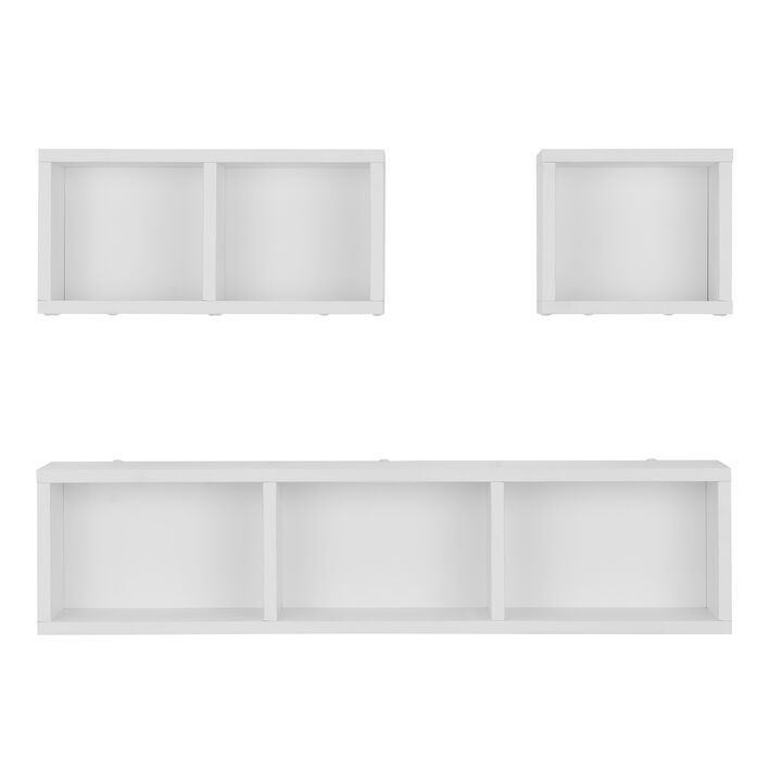 Bauhaus Floating Geometric Modular Cubby Wall Shelves - Set of 3 Sizes