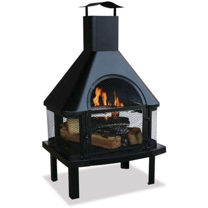 Outdoor Wood Burning Chiminea &ndash; Heavy Gauge Steel Pagoda Design