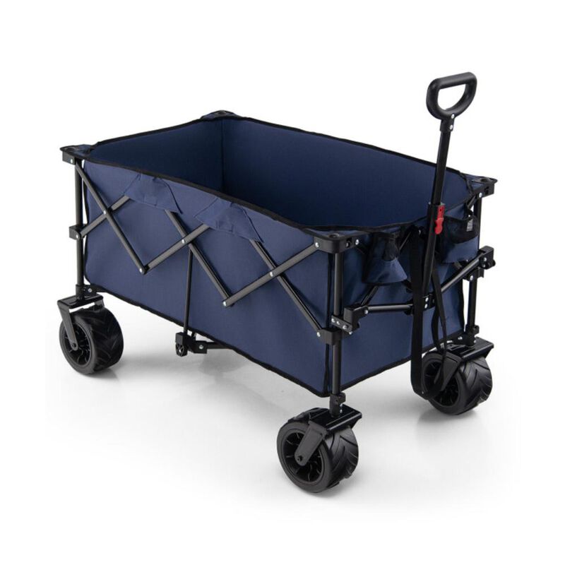 Hivvago Folding Utility Garden Cart with Wide Wheels and Adjustable Handle