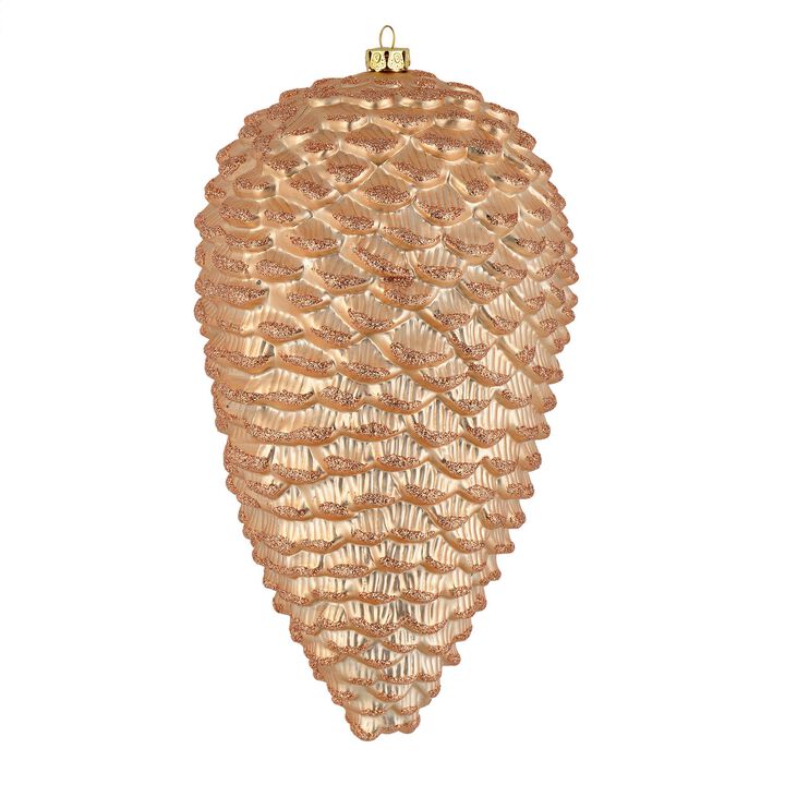 10" Cafe Latte Matte Glitter Pinecone 2/