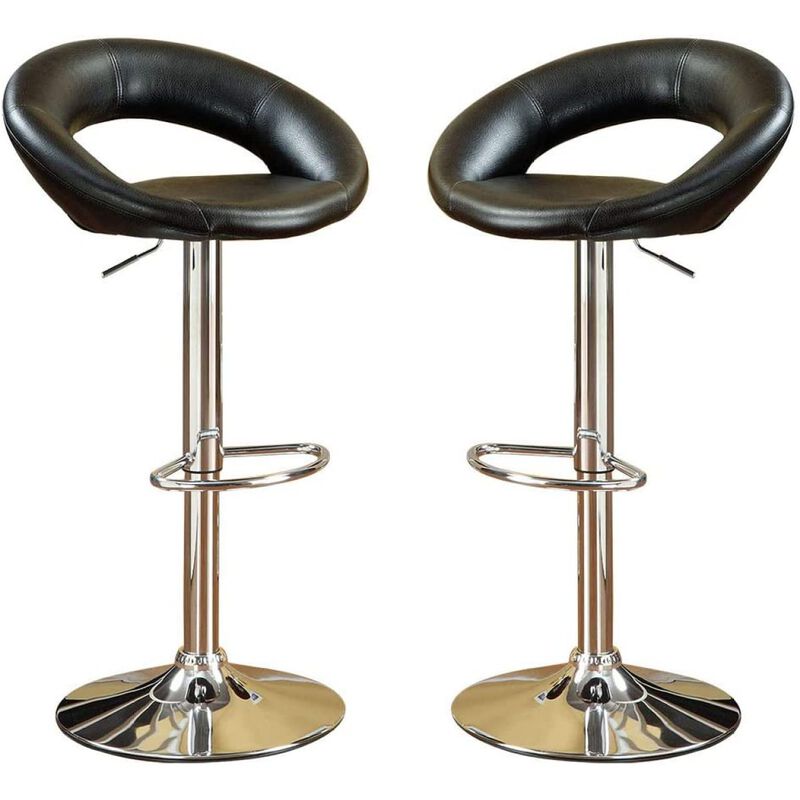Streamdale Adjustable Height Swivel Chairs Set, Faux Leather, Chrome Base
