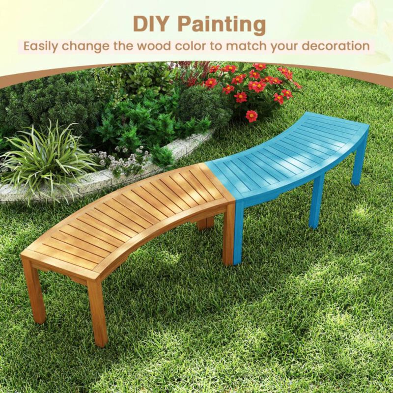 Hivvago Outdoor Bench Acacia Wood Curved Garden Bench 2-Person